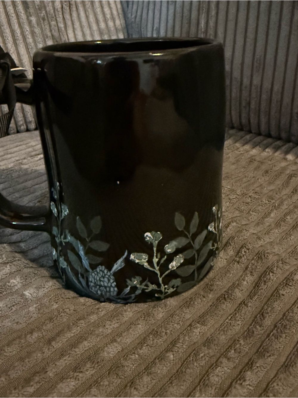 Rae Dunn Black "Garden Witch" Floral Ceramic Mug NWT - Picture 2 of 5